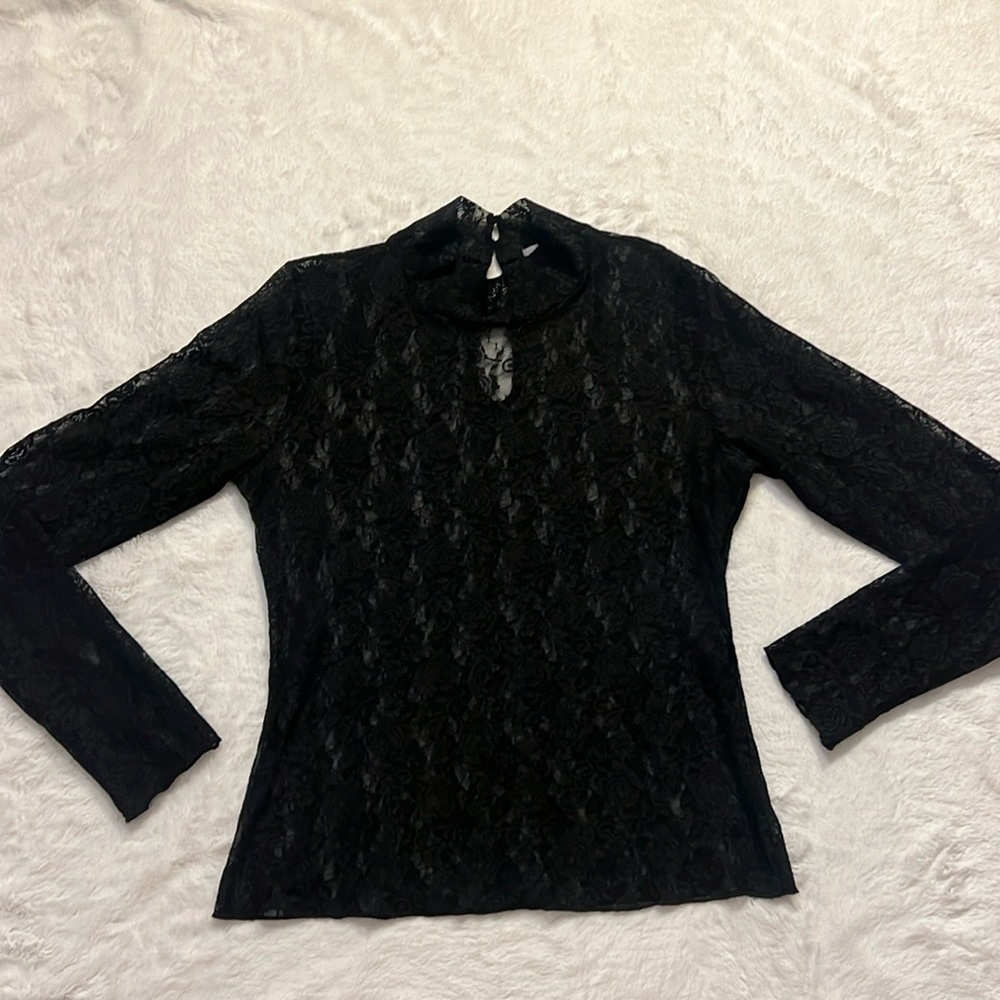 Urban Outfitters Lace Sheer High Neck Long Sleeve